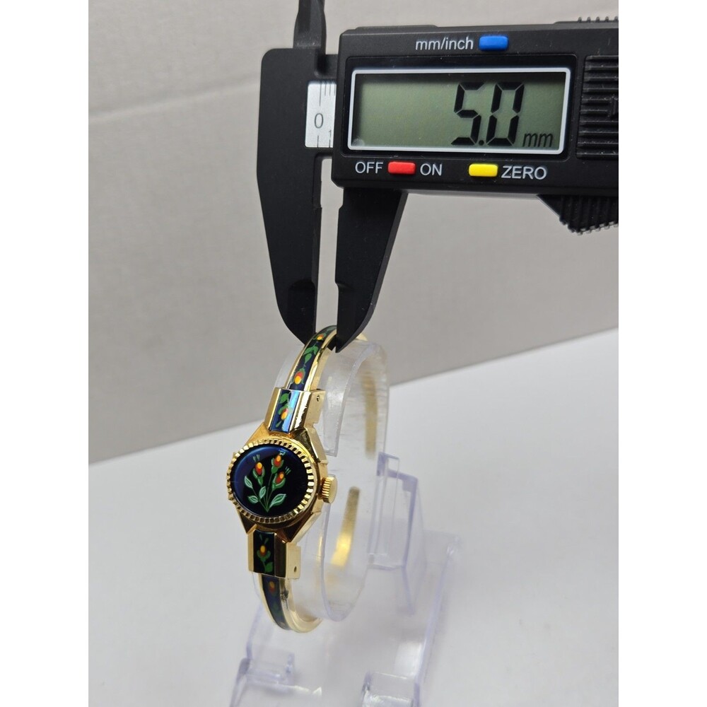 Vintage Alfex Swiss Floral Enamel Hidden Dial Bangle Manual Wind Watch Works - Picture 6 of 16